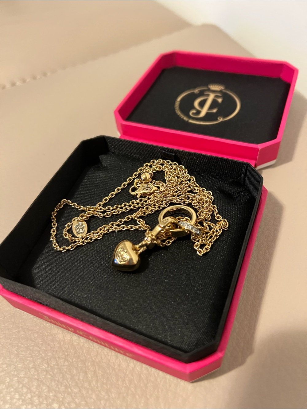 Juicy Couture Gold Heart Charm Necklace